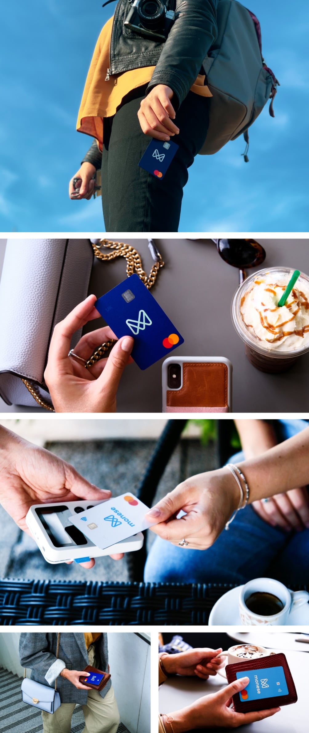 Brand photography featuring the new vertical Monese card