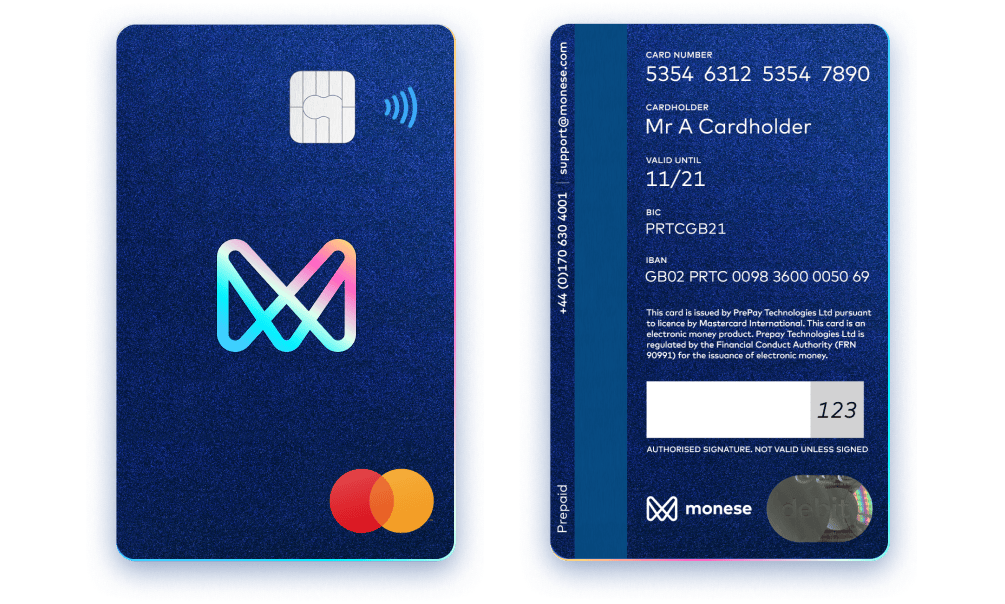 Simplified Monese Premium card design