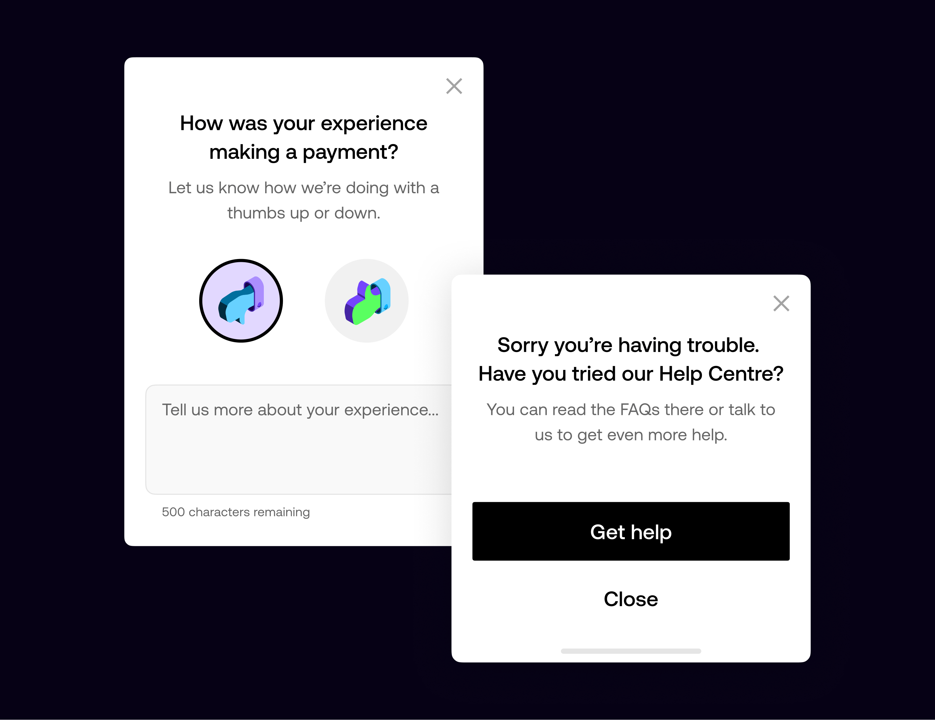 Journey Intercept Feedback - User feedback prompts and help centre integration