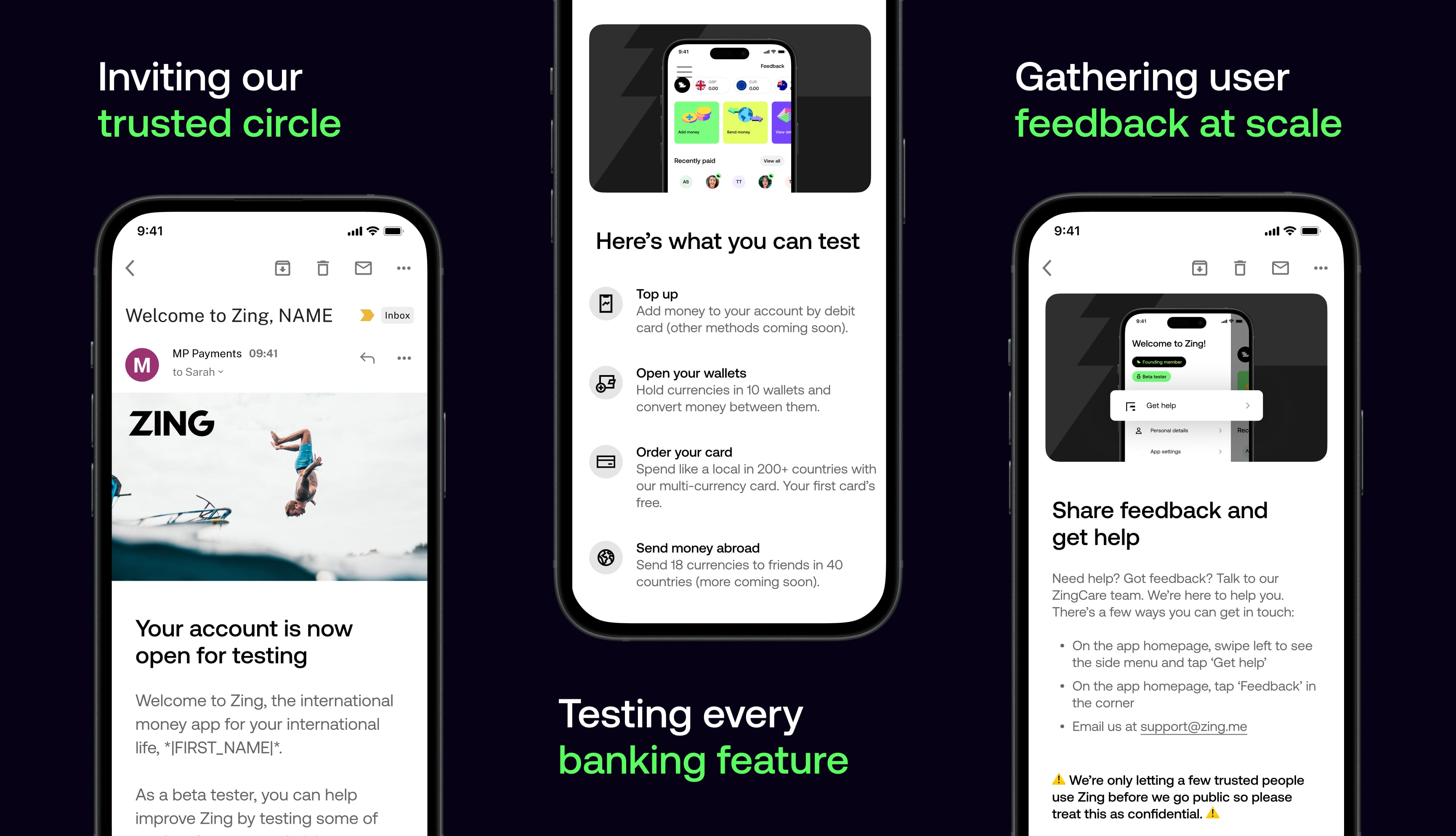 Public launch showcase - Mobile app screenshots and user interface